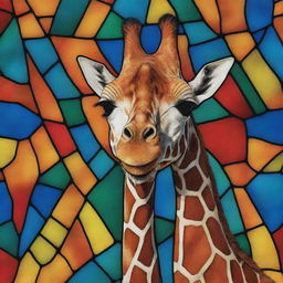 A vivid depiction of a giraffe skin pattern in the style of stained glass against a contrasting background.