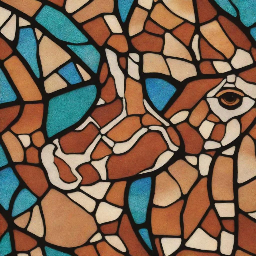 A beautifully intricate stained glass pattern inspired by the unique texture and coloration of giraffe skin.