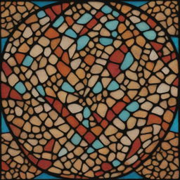 Leopard skin pattern depicted in the style of a colorful, intricate stained glass window.