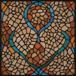 Leopard skin pattern depicted in the style of a colorful, intricate stained glass window.