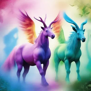 In the fantasy world, the magical creatures were surrounded by an enchanting color wash that reflected their aura.