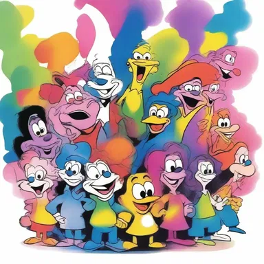 The cartoon characters had vibrant and bold color washes to make them visually appealing to the audience.