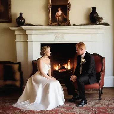 As they sat in front of the fireplace, the couple held each other close, mesmerized by the flickering flames dancing behind the fender.