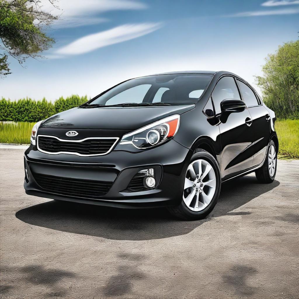 A high-quality, sharp digital photograph of a 2014 Kia Rio