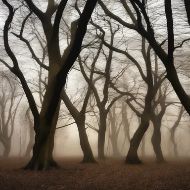 The haunted forest is filled with cricket-bat willow trees, their grotesque branches reaching out like skeletal arms.