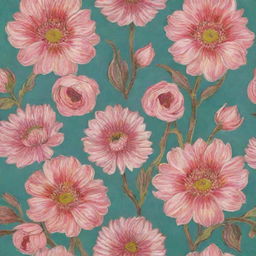 A floral pattern imbued with the artistic style of Vincent van Gogh, predominantly in pink hues.