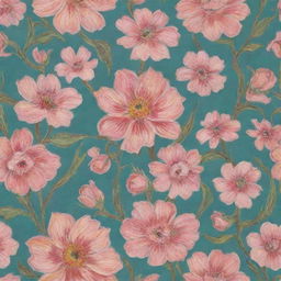 A floral pattern imbued with the artistic style of Vincent van Gogh, predominantly in pink hues.