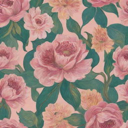 A floral pattern imbued with the artistic style of Vincent van Gogh, predominantly in pink hues.