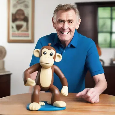 The comedian wound up the mechanical monkey toy and it started dancing hilariously.