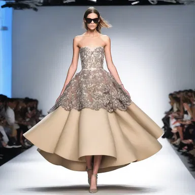 The fashion designer incorporated a wind-up mechanism in the dress, making it spin gracefully on the runway.