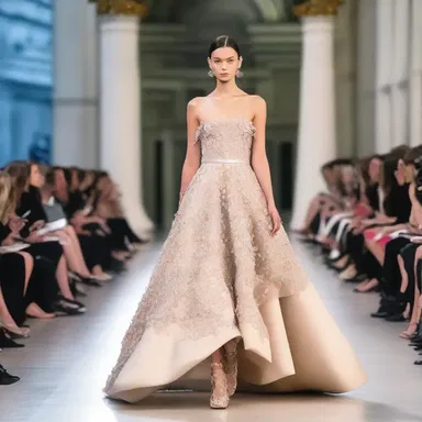 The fashion designer incorporated a wind-up mechanism in the dress, making it spin gracefully on the runway.
