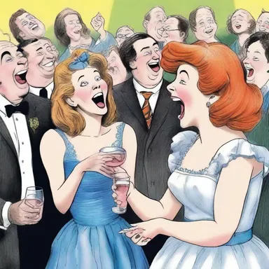 At the party, she told a funny story which wind up the crowd.