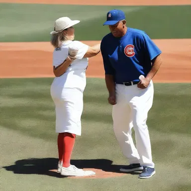 The artist demonstrated how to wind up before throwing the first pitch in a baseball painting.