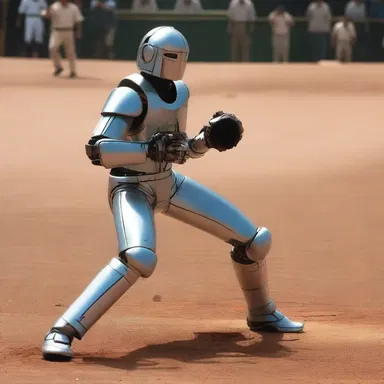The robotic pitcher needed to wind up its arm before throwing a blazing fastball in the science fiction movie.