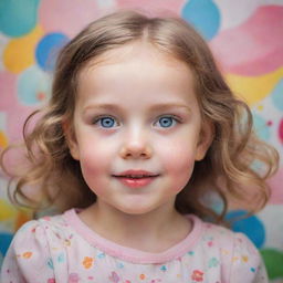 A charming portrait of a little girl with rosy cheeks and sparkling eyes, radiating warmth and innocence, surrounded by a colourful world of playfulness and dreams.