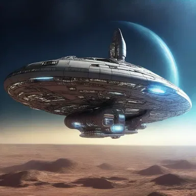 The spaceship in the science fiction novel serves as an exemplification of future technological advancements.