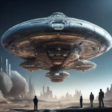 The spaceship in the science fiction novel serves as an exemplification of future technological advancements.