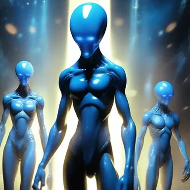 In the futuristic world of the novel, the conspicuous aliens with their glowing blue skin dominate the galaxy.