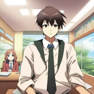 In the anime series, the conspicuous protagonist possesses extraordinary powers and stands out among the ordinary students at school.