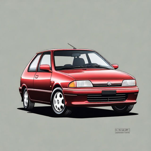 This is a high-quality image of a 1994 Daihatsu Charade, rendered in digital art