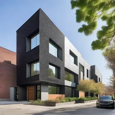The sleek, modern style of the building's exterior appears to collide with the traditional architecture of the surrounding neighborhood.