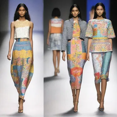 The designer's collection showcased unconventional combinations of prints and colors that seemed to collide in a harmonious way.
