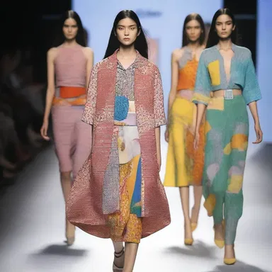 The designer's collection showcased unconventional combinations of prints and colors that seemed to collide in a harmonious way.