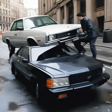 The director masterfully used slow motion to collide two cars in the intense action sequence.