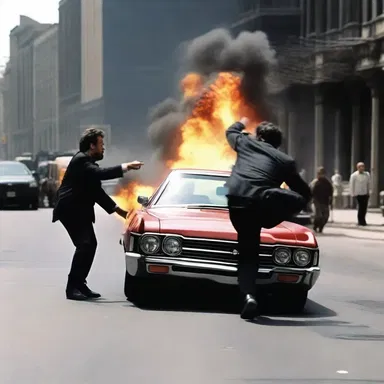The director masterfully used slow motion to collide two cars in the intense action sequence.