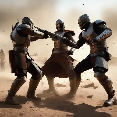 In the action film, the opposing forces collide in an epic battle scene.