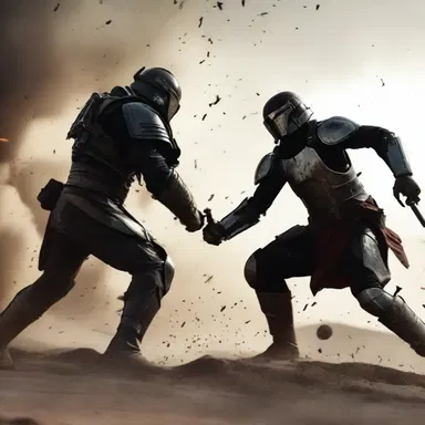 In the action film, the opposing forces collide in an epic battle scene.