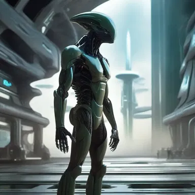 In the futuristic space movie, the protagonist's ideals collide with the advanced technology of the alien civilization.
