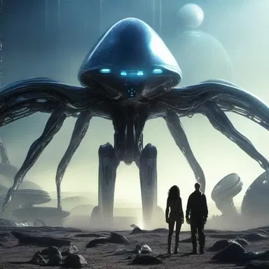 In the futuristic space movie, the protagonist's ideals collide with the advanced technology of the alien civilization.