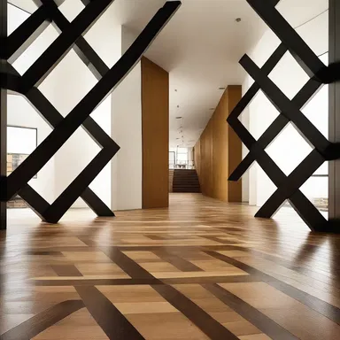 The architect used rhombic patterns in the floor design to create a visually appealing effect.