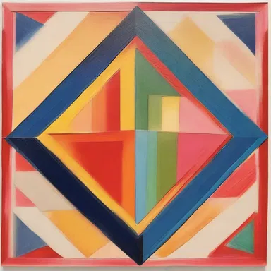 The artist incorporated rhombic shapes in their painting, adding a geometric element to their artwork.