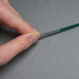 Image of a knife removing the insulation from half of a wire's length, specifically near the free ends. It is done on the same side at each end, similar to how it's shown in figure 18.