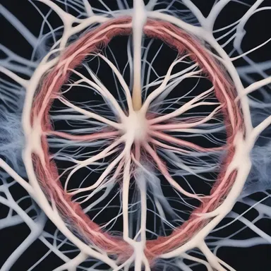 The artwork depicted a centripetal nerve fiber originating from the outer edge and passing toward the central nervous system.
