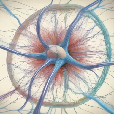 The artwork depicted a centripetal nerve fiber originating from the outer edge and passing toward the central nervous system.