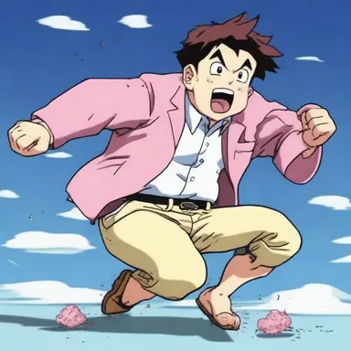 In the anime series, the ham-fisted character was constantly dropping things and tripping over himself.