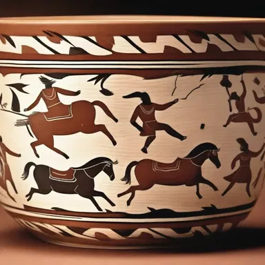 The undulate pattern on the ancient pottery depicted scenes from a historical battle.