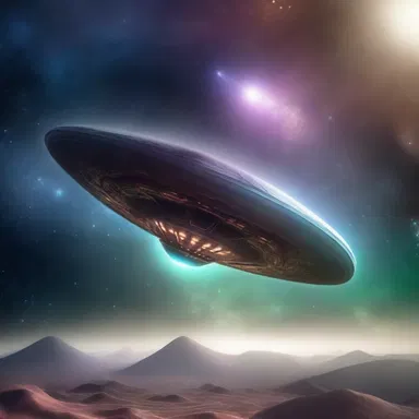 The alien spaceship undulated through the galaxy, its wings shimmering with energy.