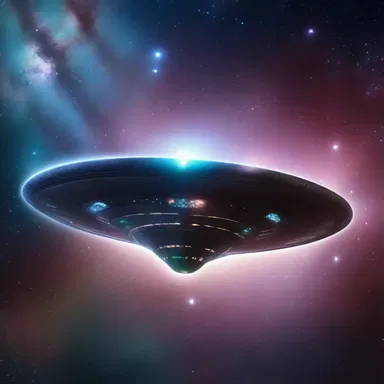 The alien spaceship undulated through the galaxy, its wings shimmering with energy.
