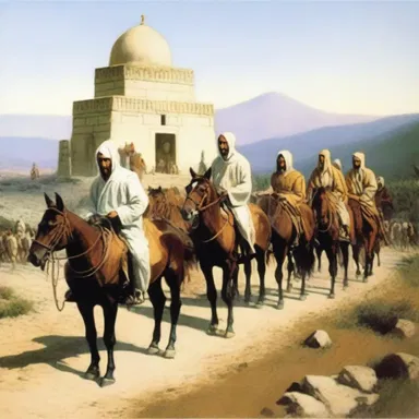 The pilgrims embarked on an overland pilgrimage to reach the sacred temple.