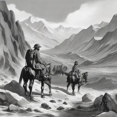 The novel depicted the protagonist's treacherous overland expedition across the rugged terrain.