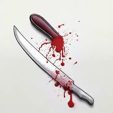 The trenchant image of a bloodied knife sent a shiver down his spine.