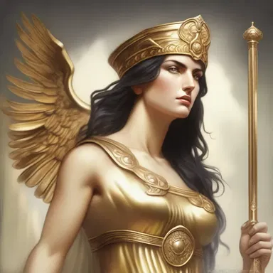 In Greek mythology, Athena is depicted as a trenchant and strategic goddess of wisdom and warfare.