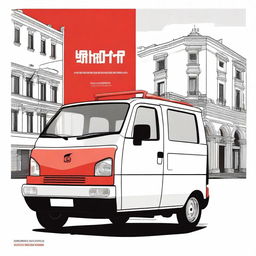 A high-quality digital art image showcasing a white Piaggio Porter