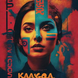 Create a digital art style movie poster for the film 'Kaligola' featuring bold colors, abstract elements and stylized typography.