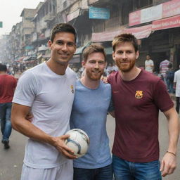 Football superstars Cristiano Ronaldo and Lionel Messi, ordinarily at home on the grandest stages of football, are now found exploring the bustling streets and marketplaces of Chandni Chowk in Delhi, India.