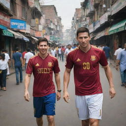 Football superstars Cristiano Ronaldo and Lionel Messi, ordinarily at home on the grandest stages of football, are now found exploring the bustling streets and marketplaces of Chandni Chowk in Delhi, India.